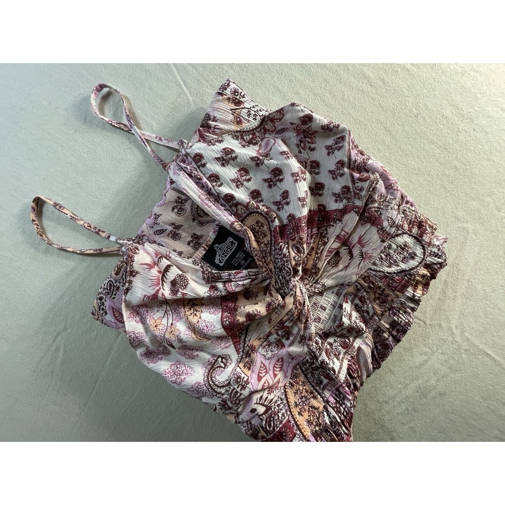 Women's Pink White Floral Dress SZ M Beach Vacation Cottage Spaghetti Straps